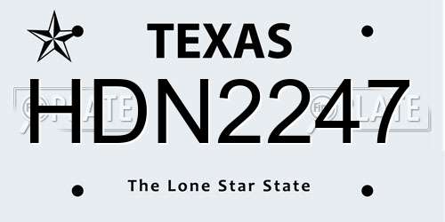HDN2247 Texas License Plate