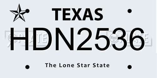 HDN2536 Texas License Plate