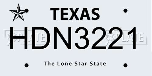HDN3221 Texas License Plate