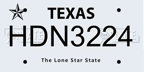 HDN3224 Texas License Plate