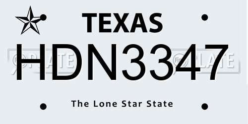 HDN3347 Texas License Plate