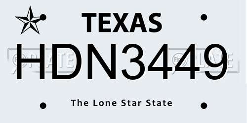 HDN3449 Texas License Plate