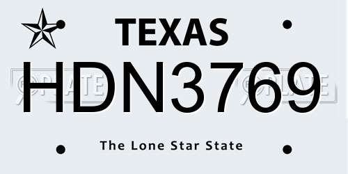 HDN3769 Texas License Plate