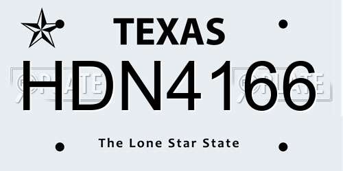 HDN4166 Texas License Plate