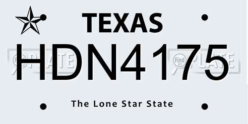 HDN4175 Texas License Plate