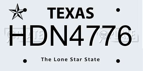 HDN4776 Texas License Plate