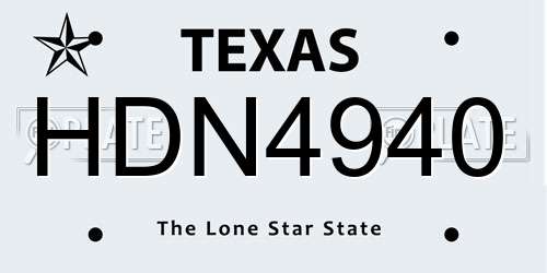 HDN4940 Texas License Plate