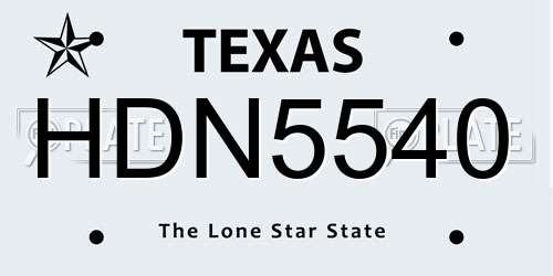 HDN5540 Texas License Plate