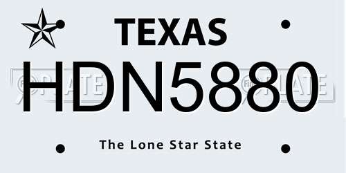 HDN5880 Texas License Plate