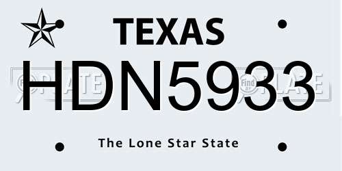 HDN5933 Texas License Plate