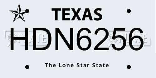 HDN6256 Texas License Plate