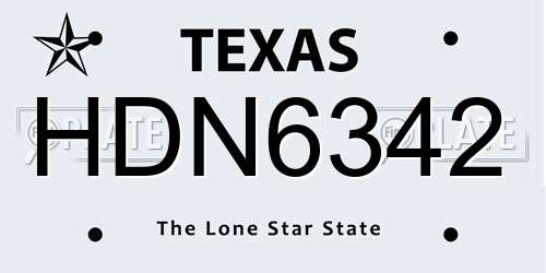 HDN6342 Texas License Plate