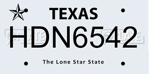 HDN6542 Texas License Plate