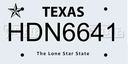 HDN6641 Texas License Plate