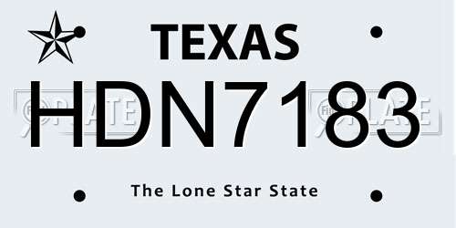 HDN7183 Texas License Plate