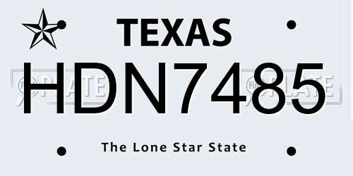 HDN7485 Texas License Plate