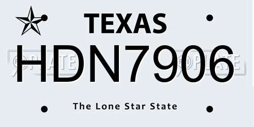 HDN7906 Texas License Plate