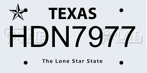 HDN7977 Texas License Plate
