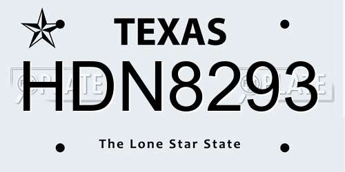 HDN8293 Texas License Plate