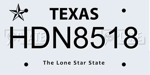 HDN8518 Texas License Plate