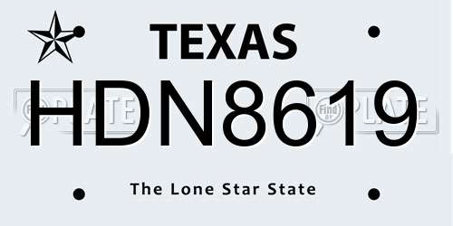 HDN8619 Texas License Plate