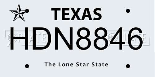 HDN8846 Texas License Plate