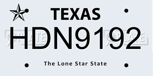 HDN9192 Texas License Plate