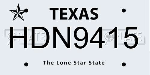 HDN9415 Texas License Plate