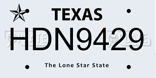 HDN9429 Texas License Plate