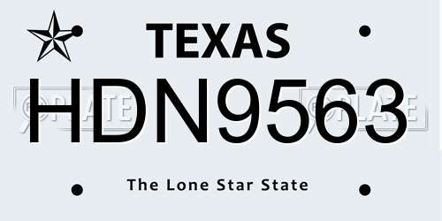 HDN9563 Texas License Plate