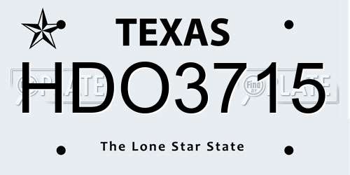 HDO3715 Texas License Plate