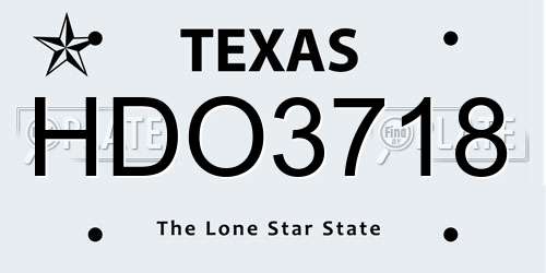 HDO3718 Texas License Plate