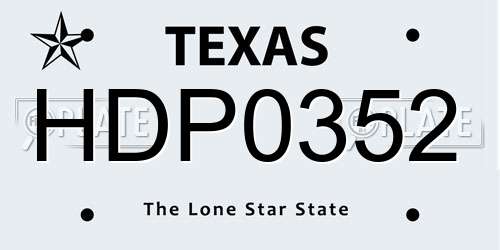 HDP0352 Texas License Plate
