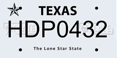 HDP0432 Texas License Plate