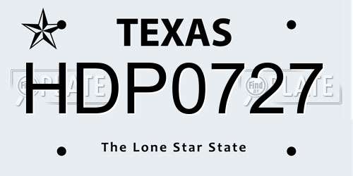 HDP0727 Texas License Plate