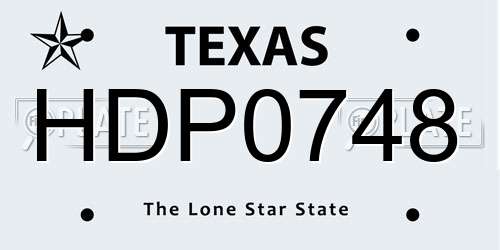 HDP0748 Texas License Plate