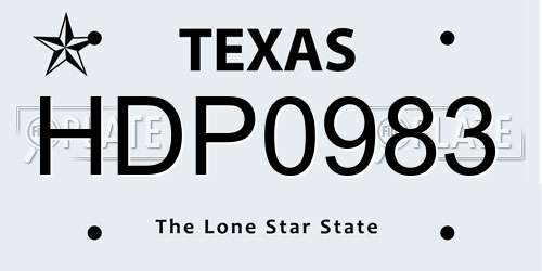 HDP0983 Texas License Plate
