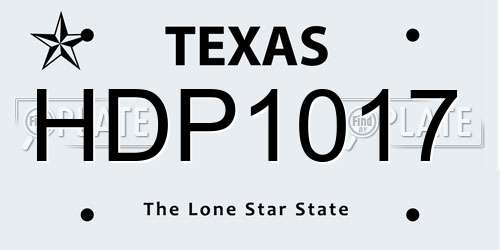 HDP1017 Texas License Plate