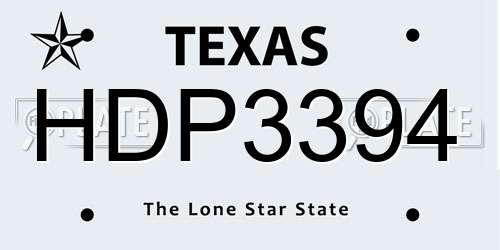 HDP3394 Texas License Plate