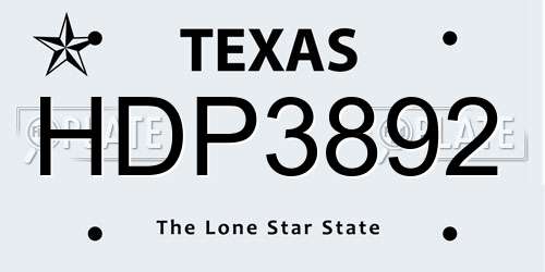 HDP3892 Texas License Plate