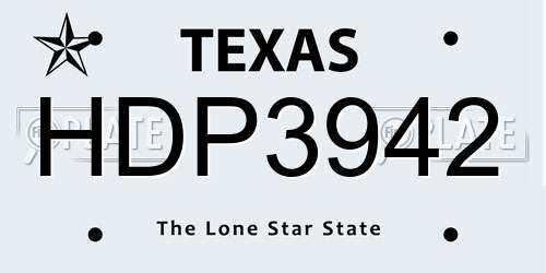 HDP3942 Texas License Plate