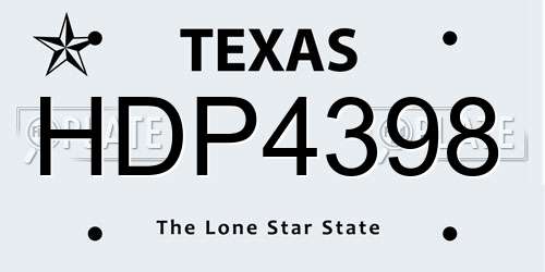 HDP4398 Texas License Plate