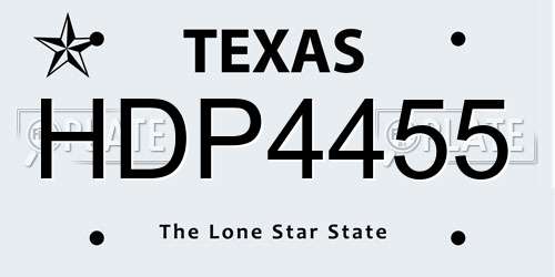 HDP4455 Texas License Plate