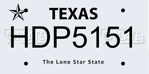 HDP5151 Texas License Plate