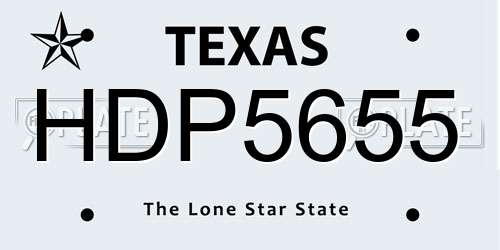 HDP5655 Texas License Plate
