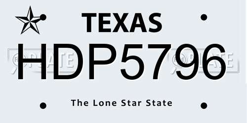 HDP5796 Texas License Plate
