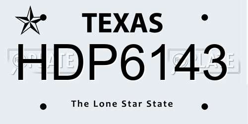 HDP6143 Texas License Plate