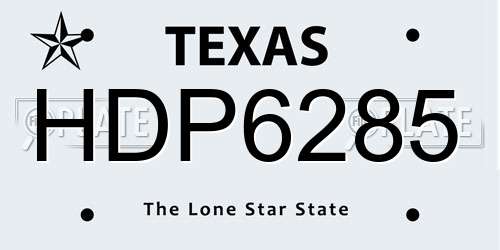 HDP6285 Texas License Plate