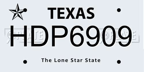 HDP6909 Texas License Plate