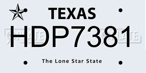 HDP7381 Texas License Plate